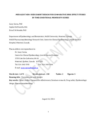  Prevalent new-user cohort designs for comparative drug effect studies by time-conditional propensity scores thumbnail