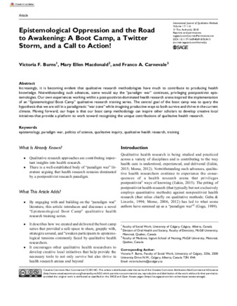 Epistemological Oppression and the Road to Awakening: A Boot Camp, a Twitter Storm, and a Call to Action! thumbnail