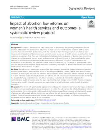 Impact of abortion law reforms on women's health services and outcomes: a systematic review protocol thumbnail