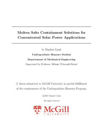 Molten Salts Containment Solutions for Concentrated Solar Power Applications thumbnail