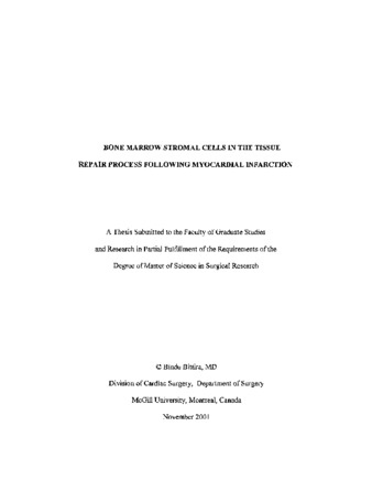 Bone marrow stromal cells in the tissue repair process following myocardial infarction thumbnail