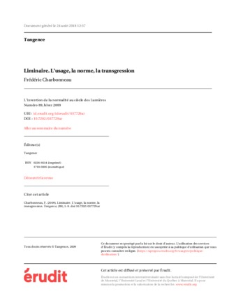 Liminaire. L’usage, la norme, la transgression thumbnail