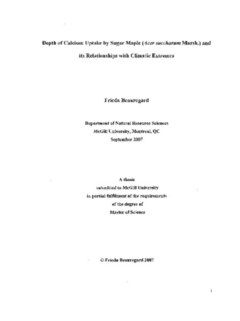 Depth of calcium uptake by sugar maple (Acer saccharum Marsh.) and its relationships with climatic extremes thumbnail