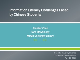 Information Literacy Challenges Faced by Chinese Students thumbnail