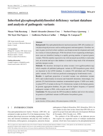 Inherited glycophosphatidylinositol deficiency variant database and analysis of pathogenic variants thumbnail