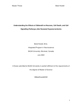 Understanding the effects of sildenafil on neurons, cell death, and cell signalling pathways after neonatal hypoxia-ischemia thumbnail
