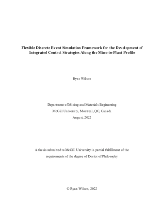 Flexible discrete event simulation framework for the development of integrated control strategies along the mine-to-plant profile thumbnail