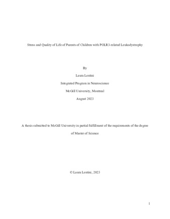 Stress and Quality of Life of Parents of Children with POLR3-related Leukodystrophy thumbnail