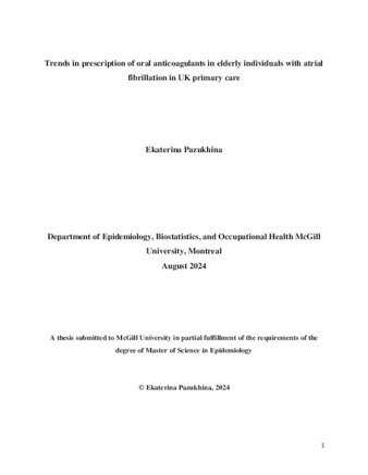 Trends in prescription of oral anticoagulants in elderly individuals with atrial fibrillation in UK primary care thumbnail