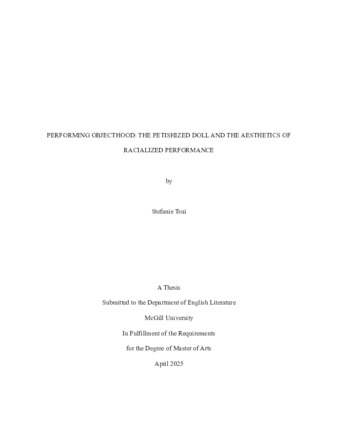 Performing Objecthood: the Fetishized Doll and the Aesthetics of Racialized Performance thumbnail