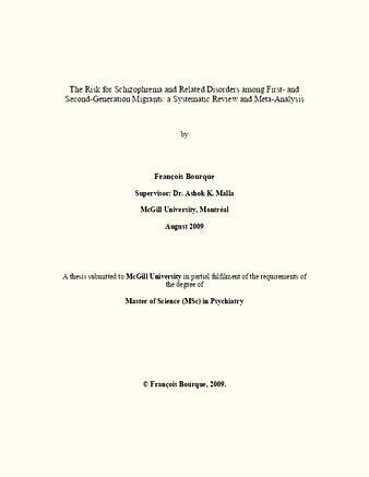 The risk for schizophrenia and related disorders among first-and second-generation migrants: a systematic review and meta-analysis thumbnail