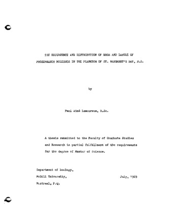 The Occurrence and Distribution of Eggs and Larvae of Prosobranch Molluscs in the Plankton of St. Margaret’s Bay, N. S. thumbnail