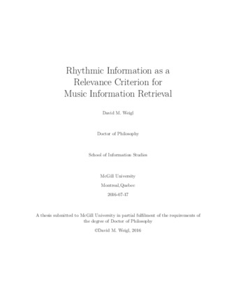 Rhythmic information as a relevance criterion for music information retrieval thumbnail