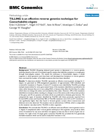 TILLING is an effective reverse genetics technique for Caenorhabditis elegans thumbnail