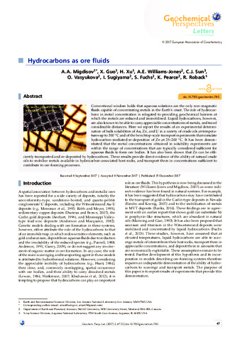 Hydrocarbons as ore fluids thumbnail