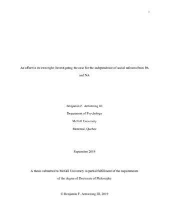 An affect in its own right: Investigating the case for the independence of social safeness from PA and NA thumbnail