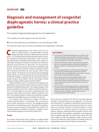 Diagnosis and management of congenital diaphragmatic hernia: a clinical practice guideline thumbnail