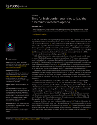 Time for high-burden countries to lead the tuberculosis research agenda thumbnail