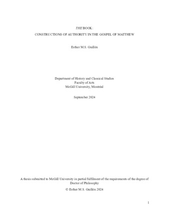The Book: Constructions of Authority in the Gospel of Matthew thumbnail