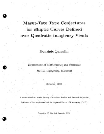 Mazur-Tate type conjectures for elliptic curves defined over quadratic imaginary fields thumbnail