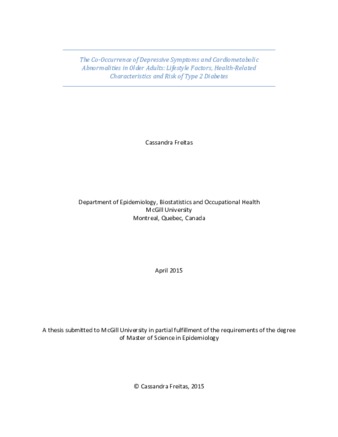 The co-occurrence of depressive symptoms and cardiometabolic abnormalities in older adults: lifestyle factors, health-related characteristics and risk of type 2 diabetes thumbnail