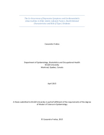 The co-occurrence of depressive symptoms and cardiometabolic abnormalities in older adults: lifestyle factors, health-related characteristics and risk of type 2 diabetes thumbnail