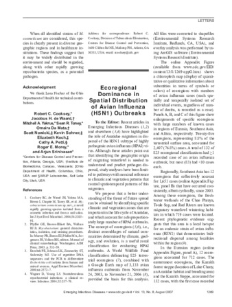 Ecoregional Dominance in Spatial Distribution of Avian Influenza (H5N1) Outbreaks thumbnail