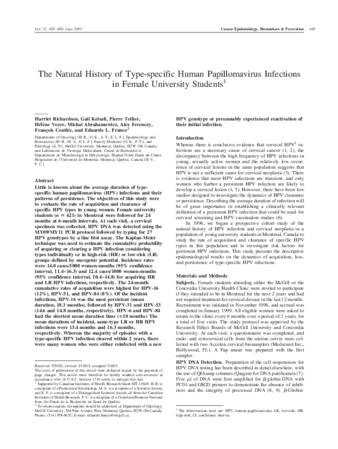The natural history of type-specific human papillomavirus infections in female university students thumbnail