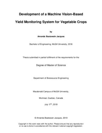 Development of a machine vision-based yield monitoring system for vegetable crops thumbnail