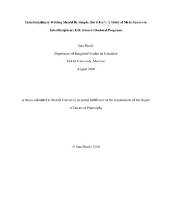 Interdisciplinary writing should be simple, but it isn’t: A study of Meta-Genres in interdisciplinary life sciences doctoral programs thumbnail