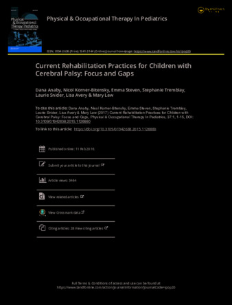 Current Rehabilitation Practices for Children with Cerebral Palsy: Focus and Gaps thumbnail