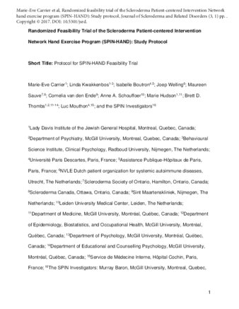 Randomized feasibility trial of the Scleroderma Patient-centered Intervention Network hand exercise program (SPIN-HAND): Study protocol thumbnail