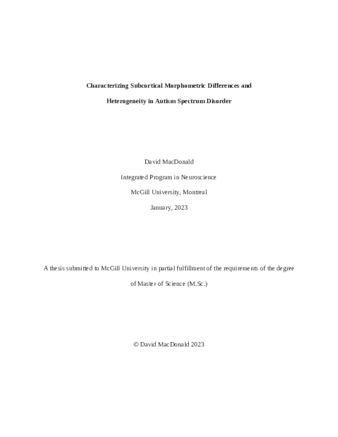 Characterizing subcortical morphometric differences and heterogeneity in Autism Spectrum Disorder thumbnail