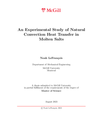 An Experimental Study of Natural Convection Heat Transfer in Molten Salts thumbnail