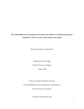The relationship between housing characteristics and subjective well-being among older Canadians: a focus on rural-urban residency and gender thumbnail