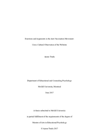Emotions and arguments in the anti-vaccination movement: Cross-cultural observation of the websites thumbnail