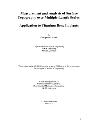 Measurement and analysis of surface topography over multiple length scales: application to titanium bone implants thumbnail