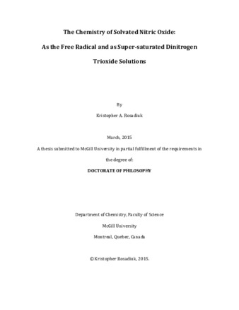 The chemistry of solvated nitric oxide: as the free radical and as super-saturated dinitrogen trioxide solutions thumbnail