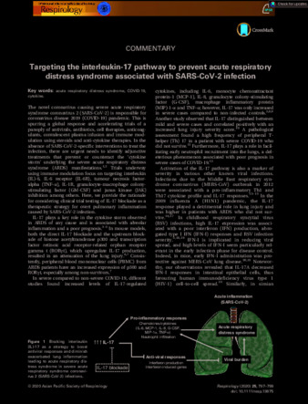 Targeting the interleukin‐17 pathway to prevent acute respiratory distress syndrome associated with SARS‐CoV‐2 infection thumbnail