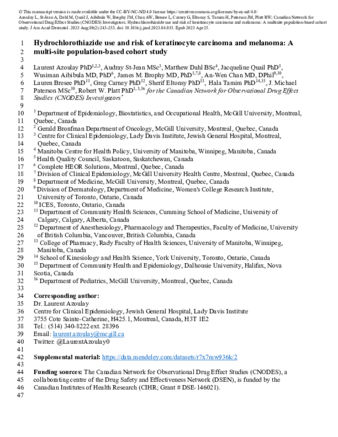 Hydrochlorothiazide use and risk of keratinocyte carcinoma and melanoma: A multisite population-based cohort study thumbnail