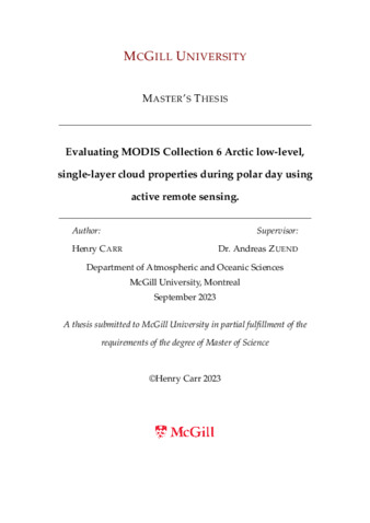 Evaluating MODIS Collection 6 Arctic low-level, single-layer cloud properties during polar day using active remote sensing. thumbnail