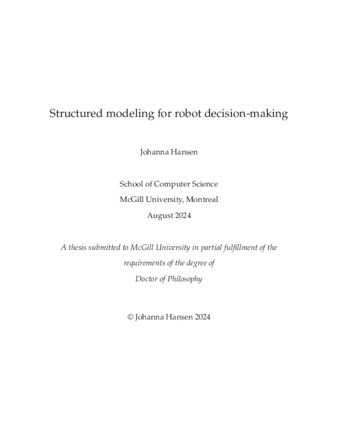 Structured modeling for robot decision-making thumbnail