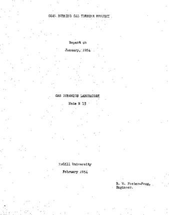 Coal burning turbine project. Report on January, 1954 thumbnail