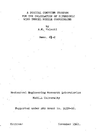 A digital computer program for the calculation of supersonic wind tunnel nozzle coordinates thumbnail