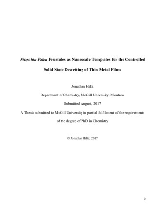«Nitzschia Palea» frustules as nanoscale templates for the controlled solid state dewetting of thin metal films thumbnail