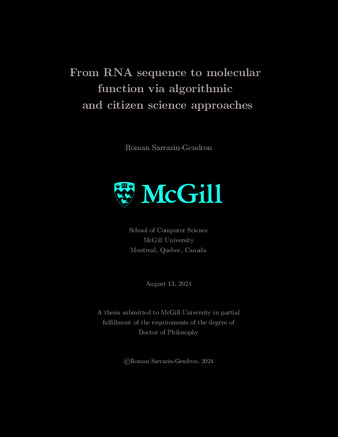 From RNA sequence to molecular function via algorithmic and citizen science approaches thumbnail