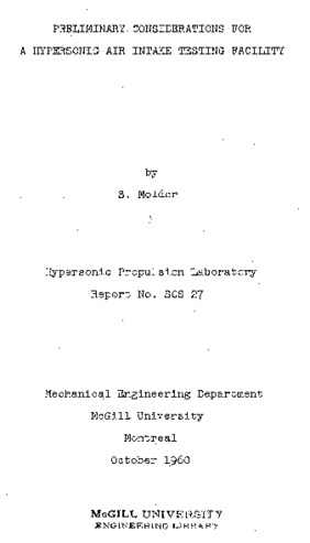 Preliminary consideration for a hypersonic air intake testing facility thumbnail