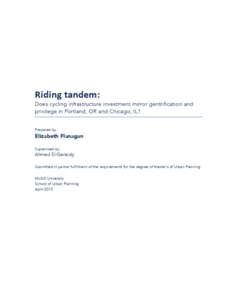 Riding tandem: Does cycling infrastructure investment mirror gentrification and privilege in Portland, OR and Chicago, IL? thumbnail