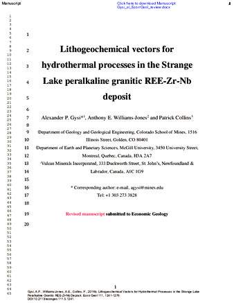 Lithogeochemical Vectors for Hydrothermal Processes in the Strange Lake Peralkaline Granitic REE-Zr-Nb Deposit thumbnail