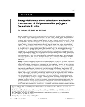 Energy deficiency alters behaviours involved in transmission of Heligmosomoides polygyrus (Nematoda) in mice thumbnail